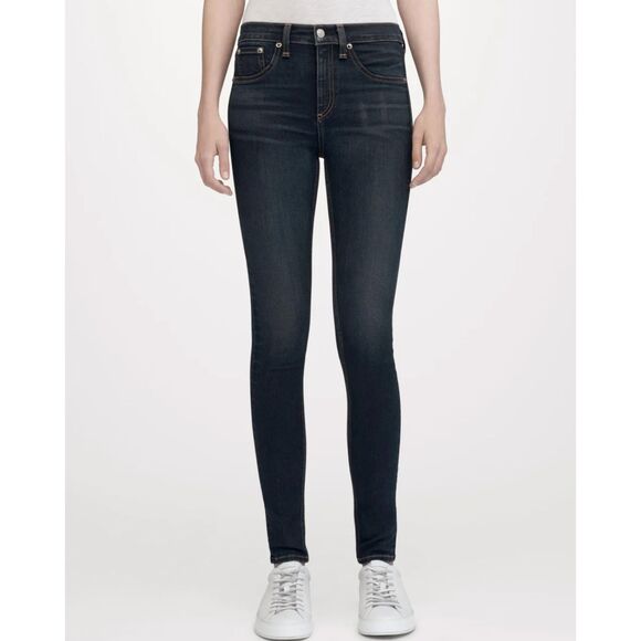 RAG & BONE High Rise Skinny Denim in Bedford Dark Wash Sz 24 - Picture 1 of 6